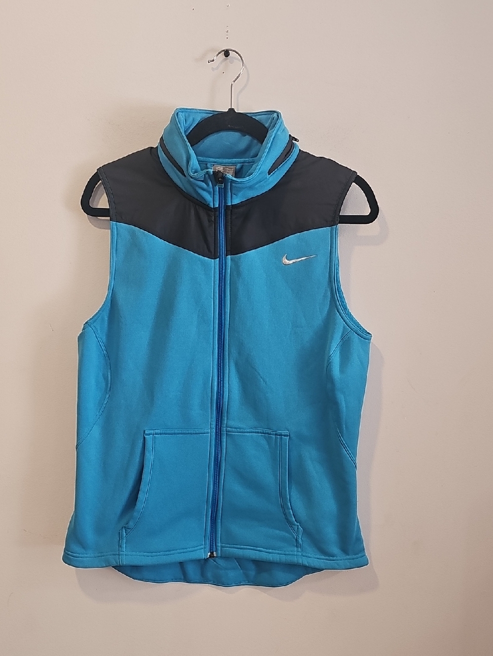 Nike Blue & Black Sleeveless Zip-Up Vest